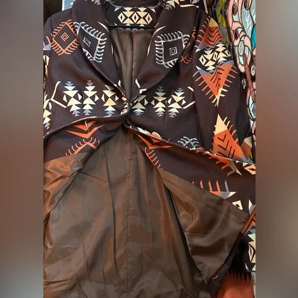 Boho Western Aztec Print Blazer‎ Jacket Southwestern Rustic Festival - Picture 8 of 10